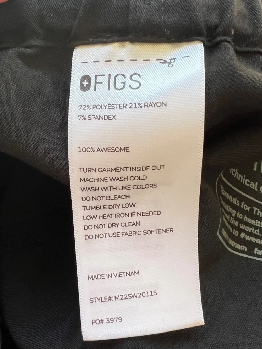 Men's Figs Pisco Black Straight Leg Scrub Pants M/S
